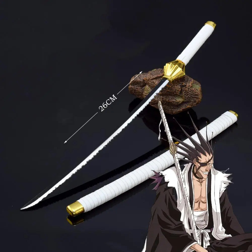 26cm Bleach Mini Sword Keychain – Kurosaki Ichigo Anime Collectible with Sheath & Metal Mask Pendant - Image 20