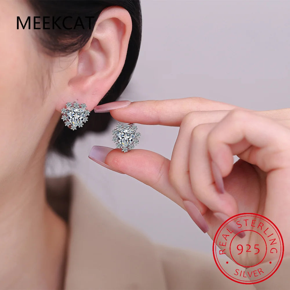 Love Heart Created Blue Sapphire Hoop Earrings – 925 Sterling Silver Fine Jewelry - Image 3