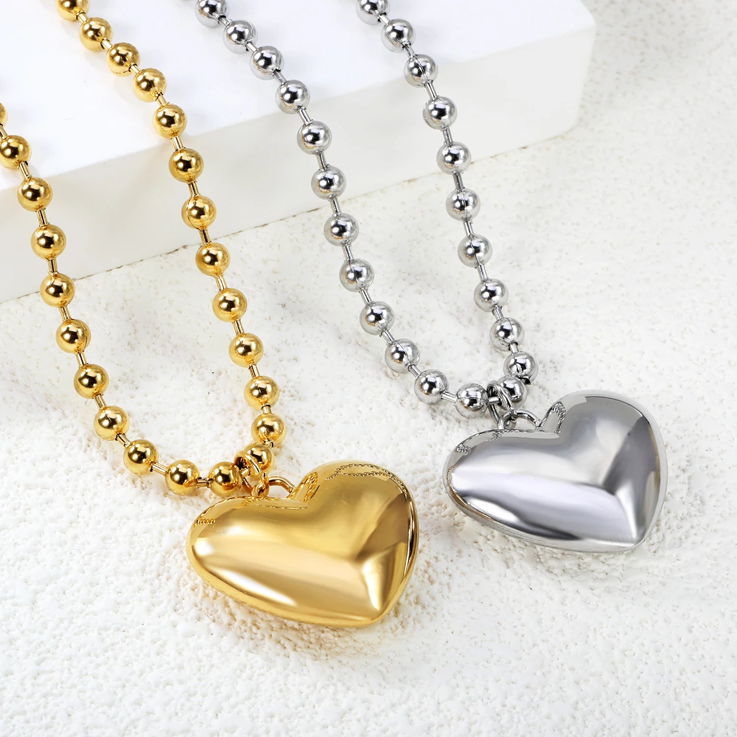 ASONSTEEL Romantic Heart Pendant Necklace – Golden Stainless Steel Choker for Women - Image 4