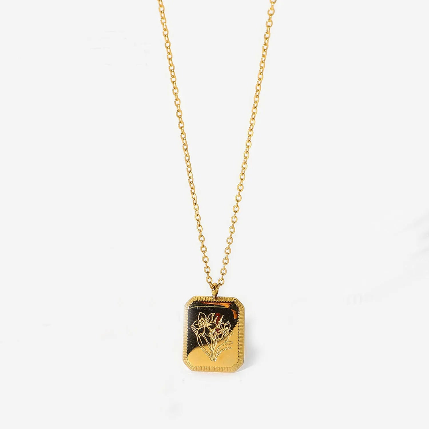 Birth Month Flower Necklace – Gold Plated Stainless Steel Pendant for Women - Image 17