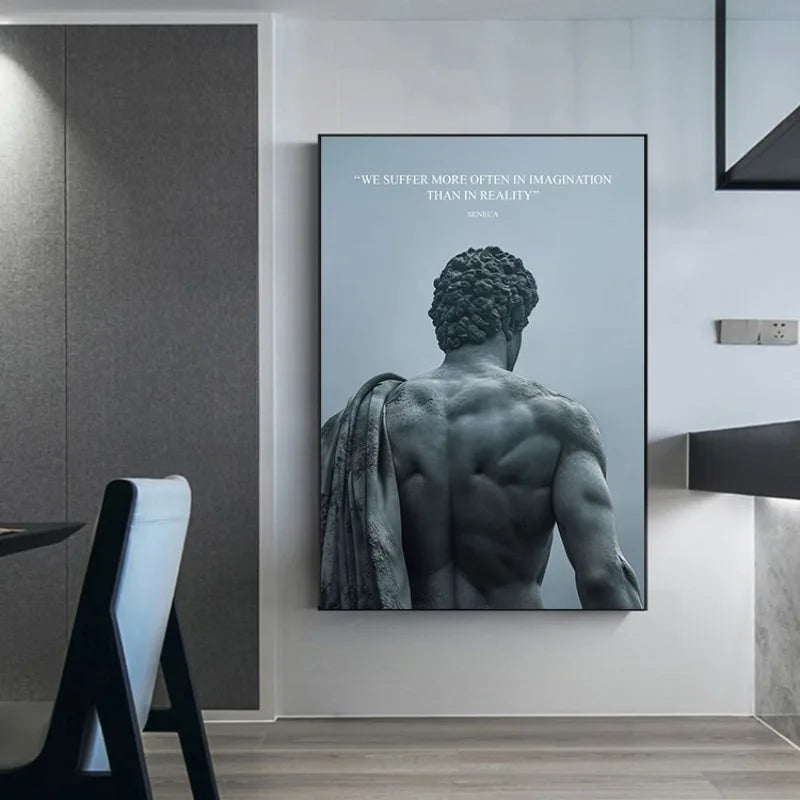 Stoic Wisdom Philosophical Quote Poster – Minimalist Greek Sculpture Canvas Wall Art - Image 3