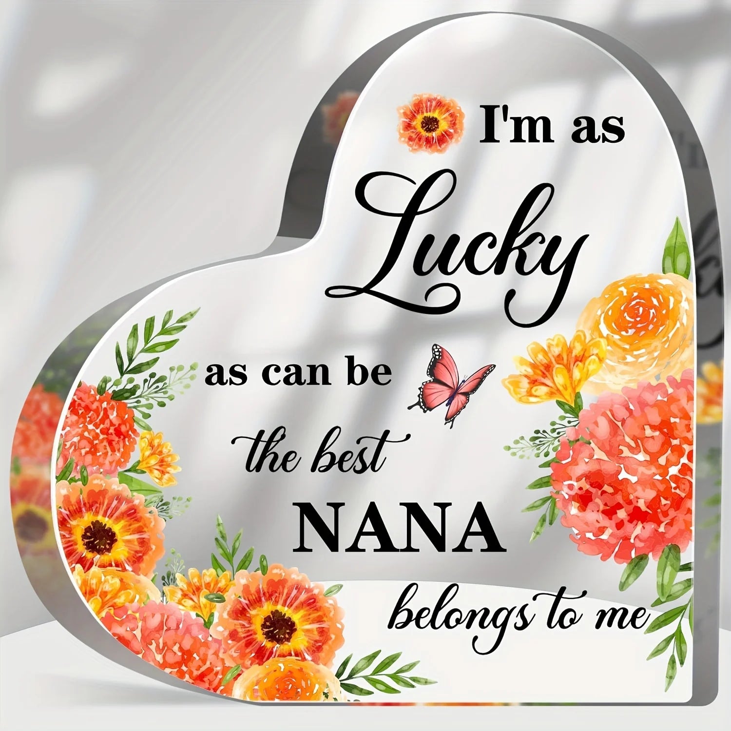 I Love You Nana Acrylic Heart Sign – Thoughtful Gift for Grandmother
