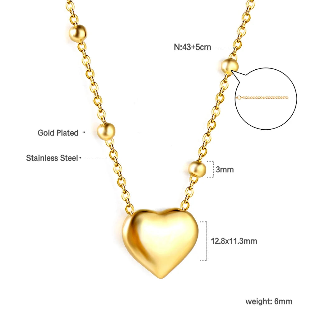 ASONSTEEL Romantic Heart Pendant Necklace – Golden Stainless Steel Choker for Women - Image 26