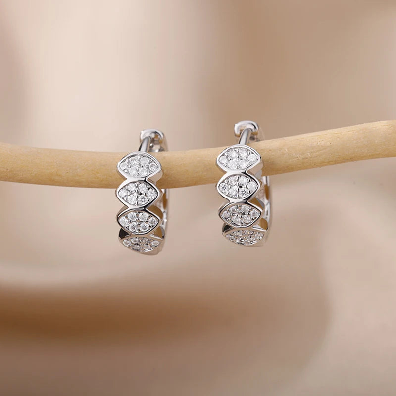 Cute Zircon Heart Stainless Steel Earrings – Y2K Silver Charm Hoop for Women - Image 19