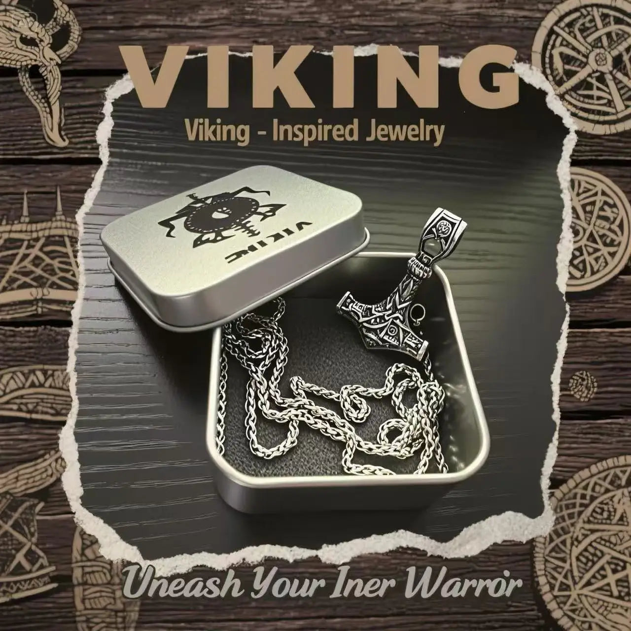 HNSP Viking Shield Pendant Necklace – 316L Stainless Steel Chain for Men - Image 6