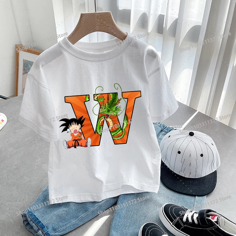 Dragon Ball Goku T-Shirt – A-Z Letter Print Cotton Tee for Boys & Toddlers - Image 19