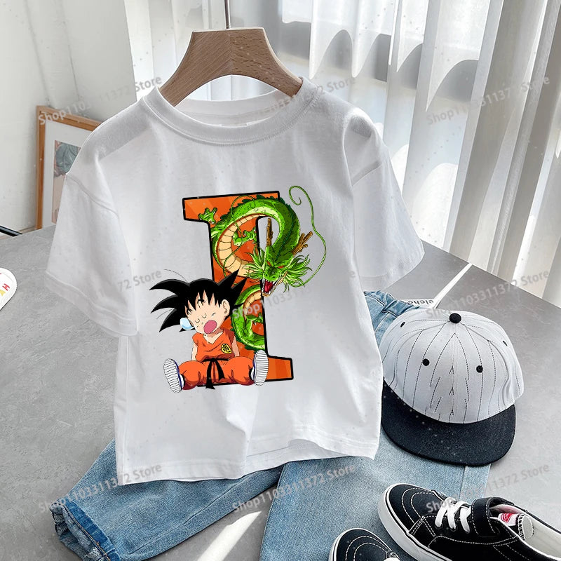 Dragon Ball Goku T-Shirt – A-Z Letter Print Cotton Tee for Boys & Toddlers - Image 12