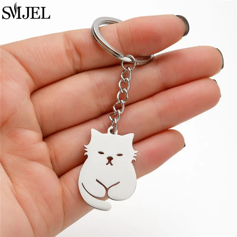 Cartoon Kitten Keychain – Cute Happy Cat Pendant for Bags, Keys & DIY Gifts - Image 2