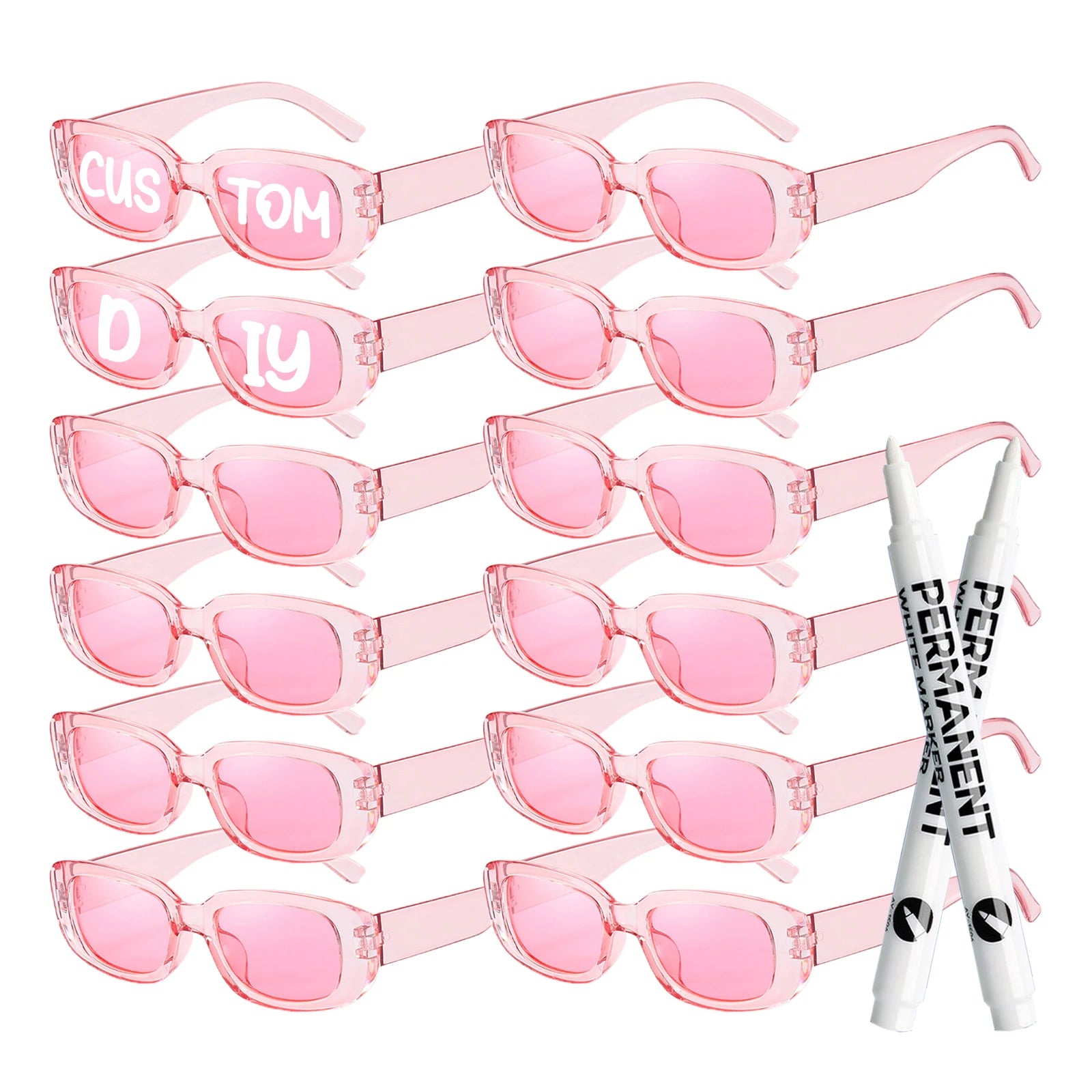 12–100 PCS Custom Wedding Sunglasses – Retro Square DIY Glasses with Pens for Parties & Events (GRAD 2025) - Image 7