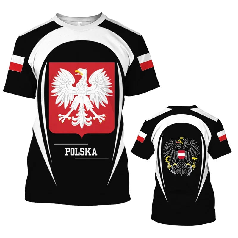 Polish Polska White Eagle Emblem T-Shirt – 3D Nation Flag Graphic Tee for Men - Image 5