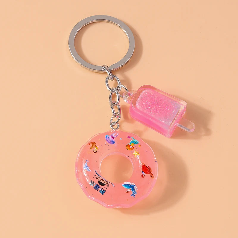 Fashion Candy Color Swim Ring & Popsicle Keychain – Fun Resin Summer Keyrings for Women & Men - Image 9