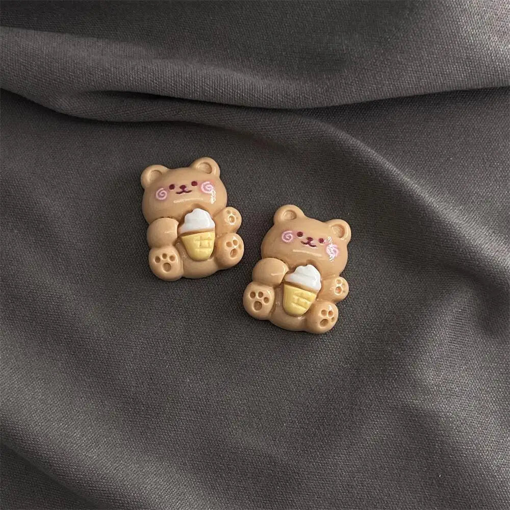 10pcs Kawaii Cartoon Milk Tea Coffee Cake Bear Flatbacks – Hair Embellishments for DIY Bows & Wedding Hairpin Accessories - Image 13