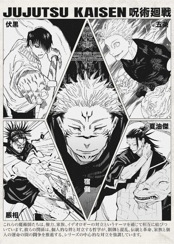 Popular Anime Canvas Posters – Vagabond & Jujutsu Kaisen Minimalist Wall Art for Fans - Image 9