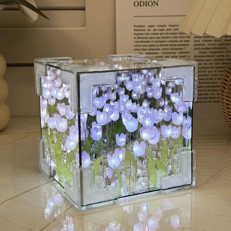 Handmade DIY Tulip Flower Cube Night Light – Full Material Kit for Room Décor & Couple Birthday Gift - Image 5