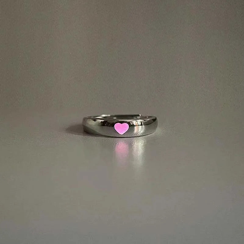 Fashion Blue Love Heart Luminous Ring - Image 17