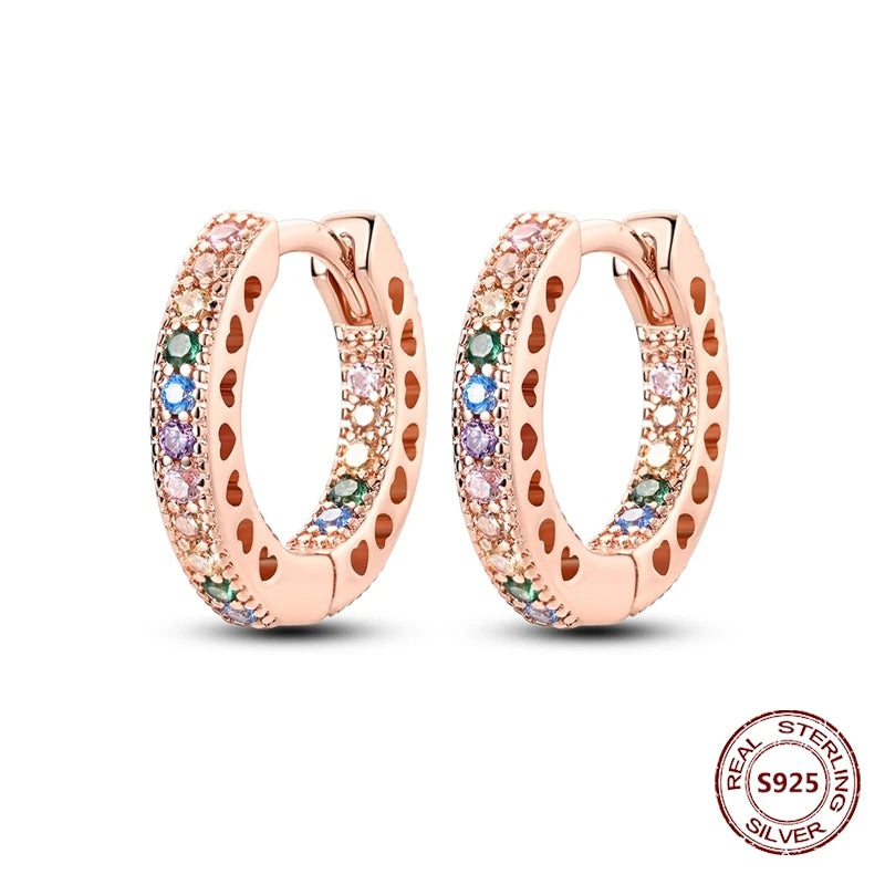 Rose Gold Star & Moon Hoop Earrings – 925 Sterling Silver Dangle Jewelry for Women - Image 31