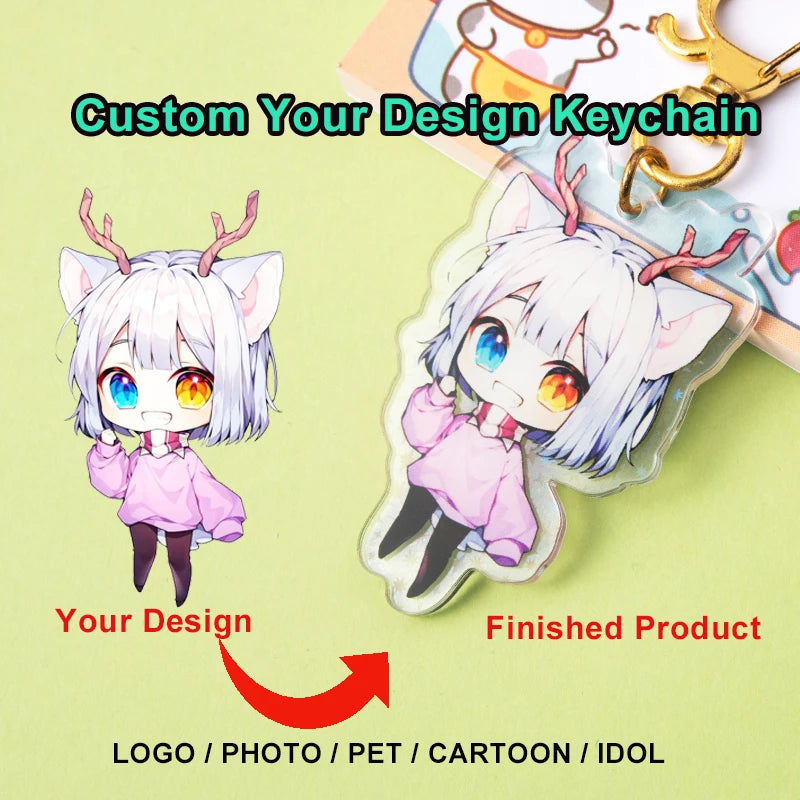 Custom Pet Dog & Cat Acrylic Keychain – Personalized Photo Cartoon Charms - Image 2