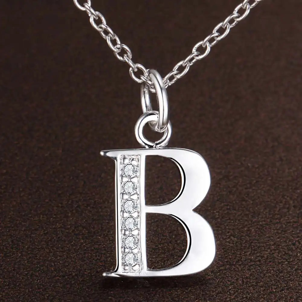 26 Letters 925 Sterling Silver Necklace Pendant – Zircon Accent Jewelry for Women - Image 13