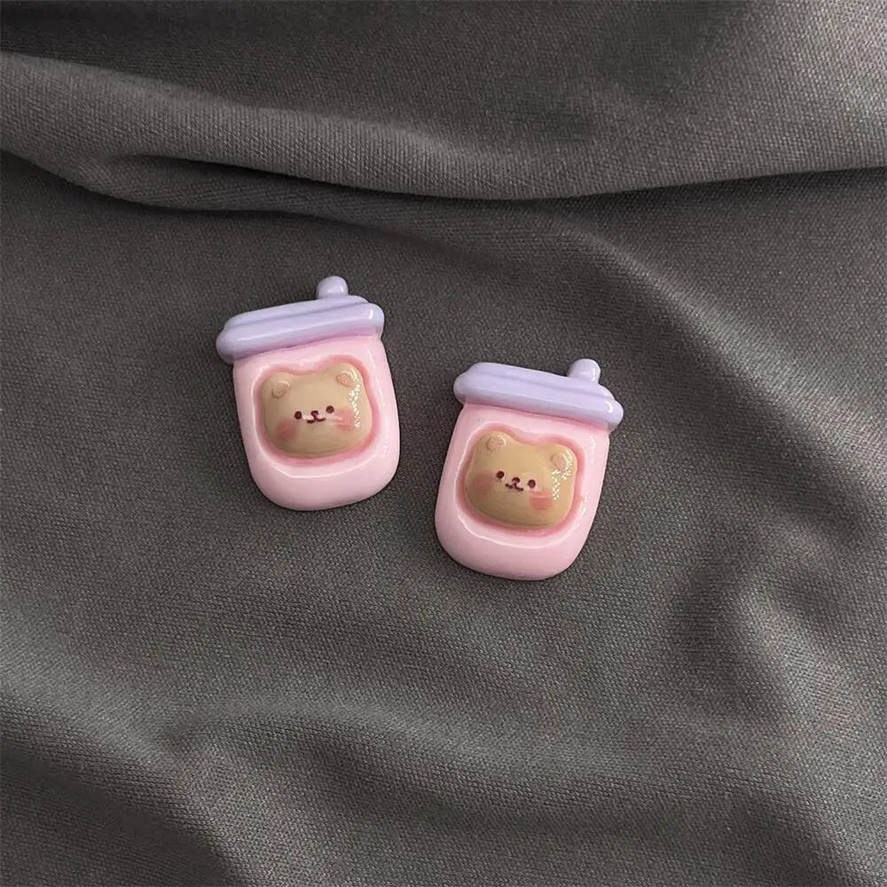 10pcs Kawaii Cartoon Milk Tea Coffee Cake Bear Flatbacks – Hair Embellishments for DIY Bows & Wedding Hairpin Accessories - Image 7